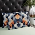 thumbnail image 4 of Navy Blue Burnt Orange Throw Pillow Cover 20 x 26 Inch Decorative Pillow Cover Geometric Retro Abstract Lumbar Pillowcase Seasonal Rectangle Cushion Case for Couch Sofa Bed Living Room, 4 of 7