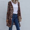 thumbnail image 2 of Moda Mujer Invierno Estampado de Leopardo Botones Manga Larga Cárdigan Blusa Abrigo Odeerbi ODB-6, 2 of 7
