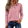 thumbnail image 2 of Polo Shirts for Women Long Sleeve Collared Button Golf Work Cute Summer Tops, S, 2 of 5