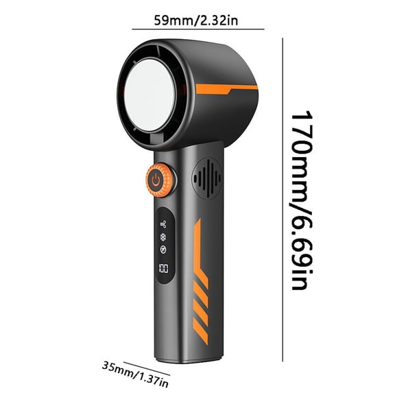 High Speed Handheld Fan Digital Display,100 Speed Adjustable Airflow Control,USB Rechargeable Portable Mini Fan,Brushless Motor Strong Wind Output,Outdoor Travel Commute Cooling Device