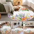 thumbnail image 5 of Round Rugs 3.3Ft, Pink Orange Flowers Round Area Rug Washable Indoor Throw Carpet, Spring Floral Farmhouse Botanical Soft Non Slip Circle Rug for Laundry Room Patio Home Decor Aesthetic, 5 of 8