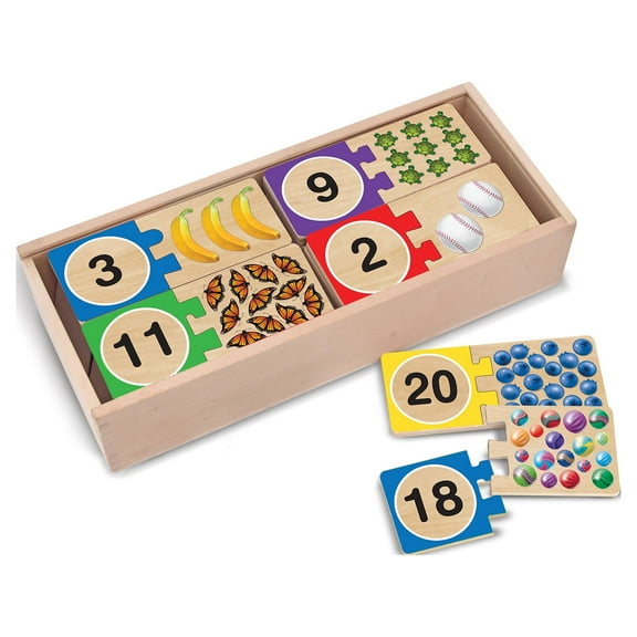 Melissa & Doug Self-Correcting Wooden Number Puzzles with Storage Box (40 Pcs)