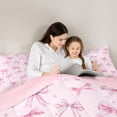 thumbnail image 4 of Erosebridal Teens Cute Ribbon Bow Queen Comforter Set 3pcs,Girls Kids Dreamy Princess Bow Knot Bedding Comforter Set,Pink Reversible,Ultra Soft Home Decor, 4 of 6