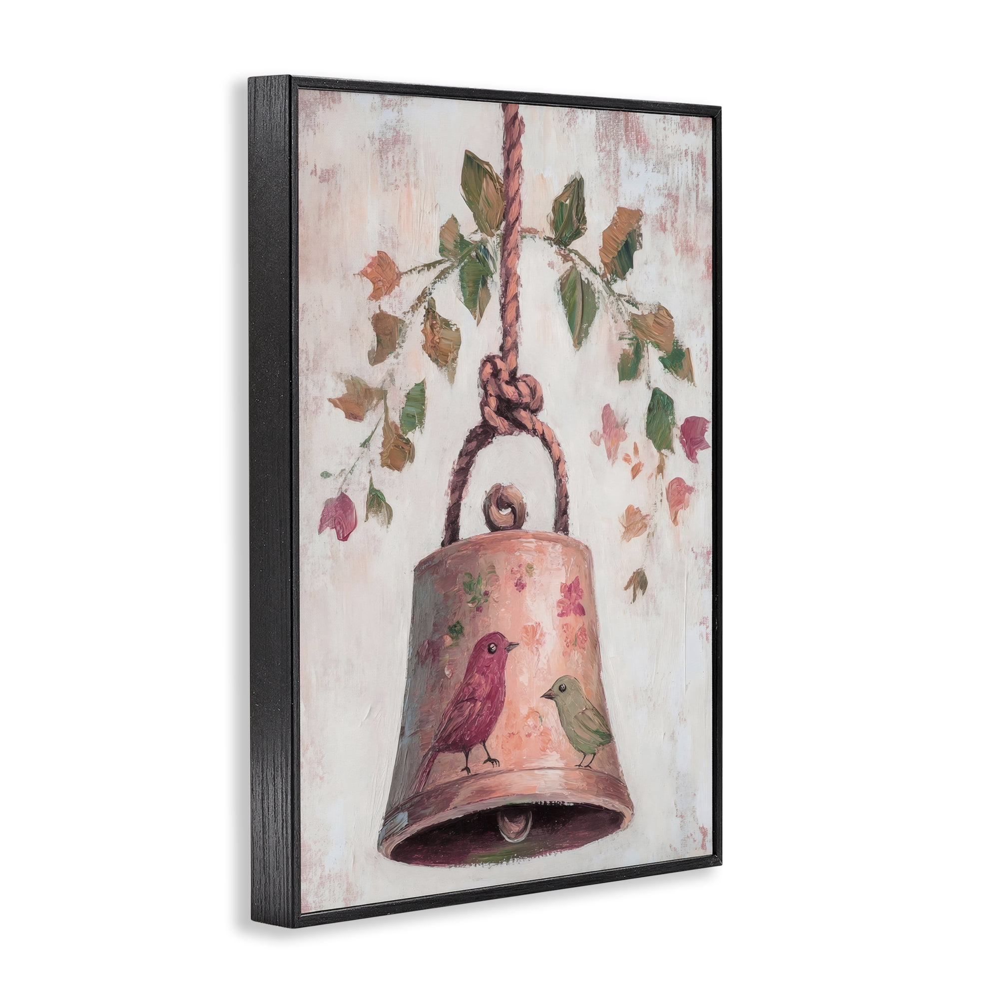 Vintage Christmas Bell Black Framed Giclee Art, design by Petal Prints Design