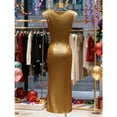 thumbnail image 5 of FRSASU Women's Sequin Prom Long Dresses Sparkly Mermaid Slit formal Cocktail Party Gown Gold, 5 of 7