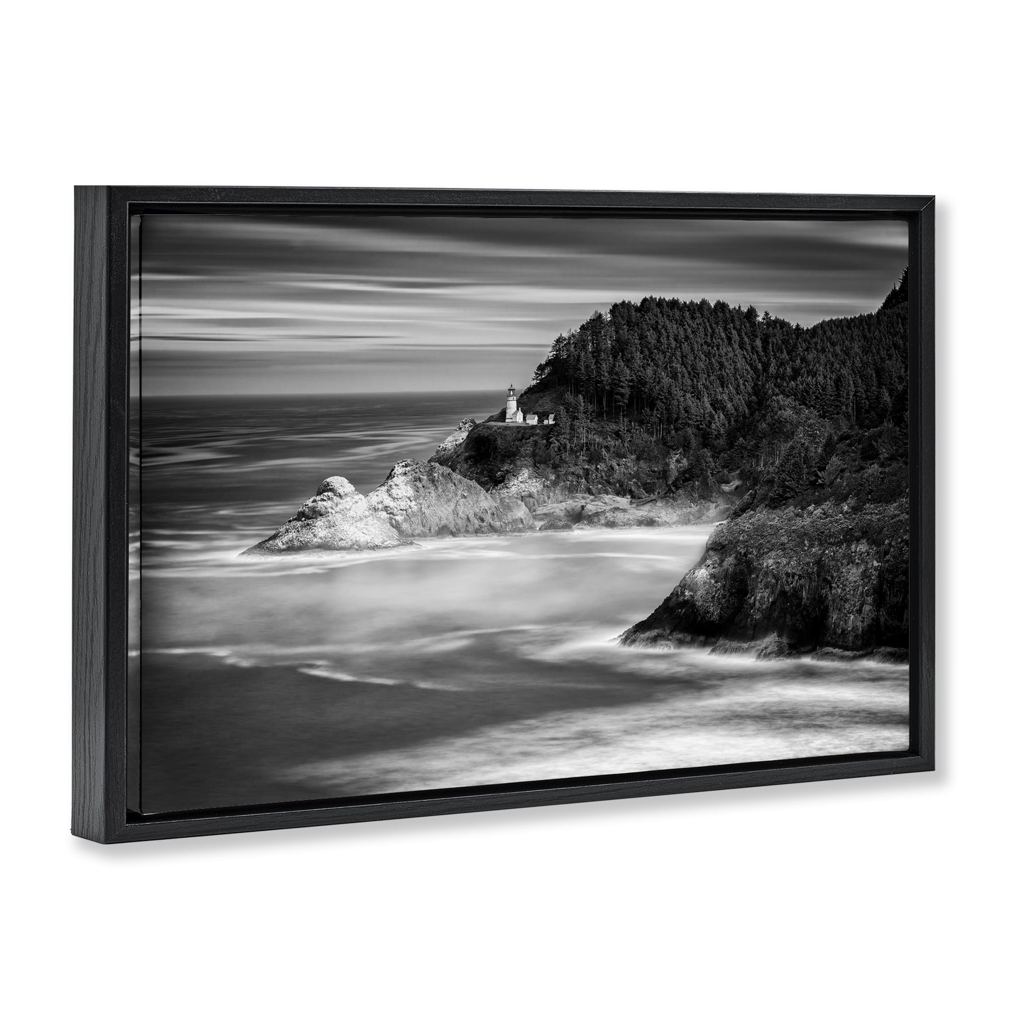 Stupell Industries Perched Above The Pacific Black Framed Floater Canvas Wall Art, design by Rick Berk