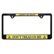 Elektroplate – USA Don't Tread On Me Gadsden Flag Black All-Metal Standard Size License Plate Frame Tag Holder for Auto | Weather-Proof Automotive Accessory