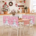 thumbnail image 2 of Christmas Pink Snowman Chair Covers Set of 1 Xmas Balls Snowflake Chair Back Covers Stretch Removable Washable Slipcovers Protector for Dining Room Kitchen Party Decor, 2 of 5