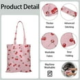 thumbnail image 5 of Reusable Canvas Tote Bag – Cute Pink Cherry Print – Eco-Friendly Grocery & Beach Bag for Women and Girls – Aesthetic Fruit-Inspired Cotton Tote for Cherry Lovers, 5 of 7