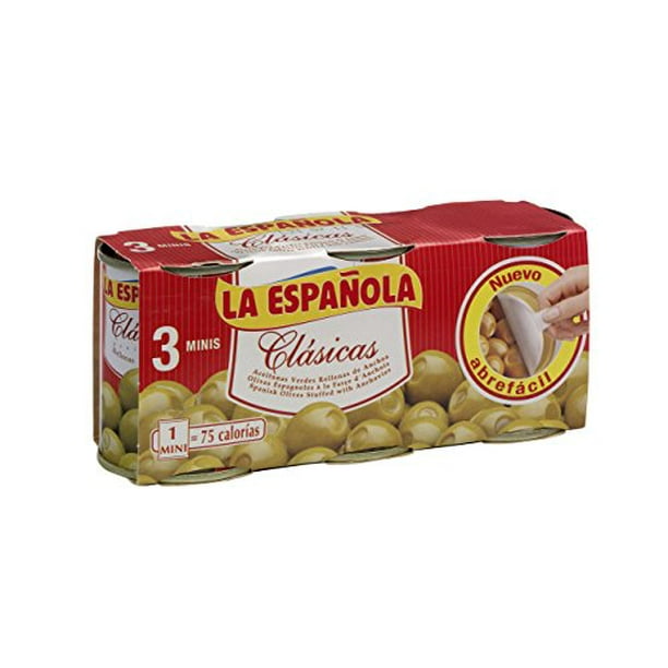 La Espanola Three Pack Olives Stuffed with Anchovies 120g