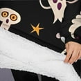 thumbnail image 3 of Oversized Wearable Blanket Hoodie,Playful Halloween Ghosts Pattern Sherpa Blanket Hoodie with Super Pockets,Super Warm Fuzzy Pullover for Women & Men, 3 of 6