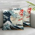 thumbnail image 3 of Orinice Wave Tree Red Sun Graphic Decorative Pillow Cover for Home Couch 20x20in, 3 of 5