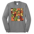 thumbnail image 2 of Wild Bobby In My Pumpkin Spice Era Groovy Letters Smiley Faces Thunderbolts Leaves Halloween Men Long Sleeve Shirt, Heather Grey, XX-Large, 2 of 6