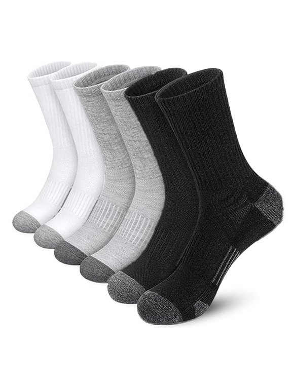 5Pairs PolyesterCotton Blend Socks, Breathable Stretchy ColorBlock Crew Socks for Sports Work School Daily Casual Men Women Foot Accessory Black One Size