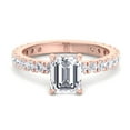 thumbnail image 2 of Brier - Moissanite Emerald Cut Lab Diamond Hidden Halo Round Side stones Engagement Ring, 2 of 4