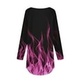 thumbnail image 5 of Sakmal Long Sleeve Womens Plus Size Tops Pink Crew Neck Graphic Flame Tunic Plus Size Ladies Shirts, 5 of 5