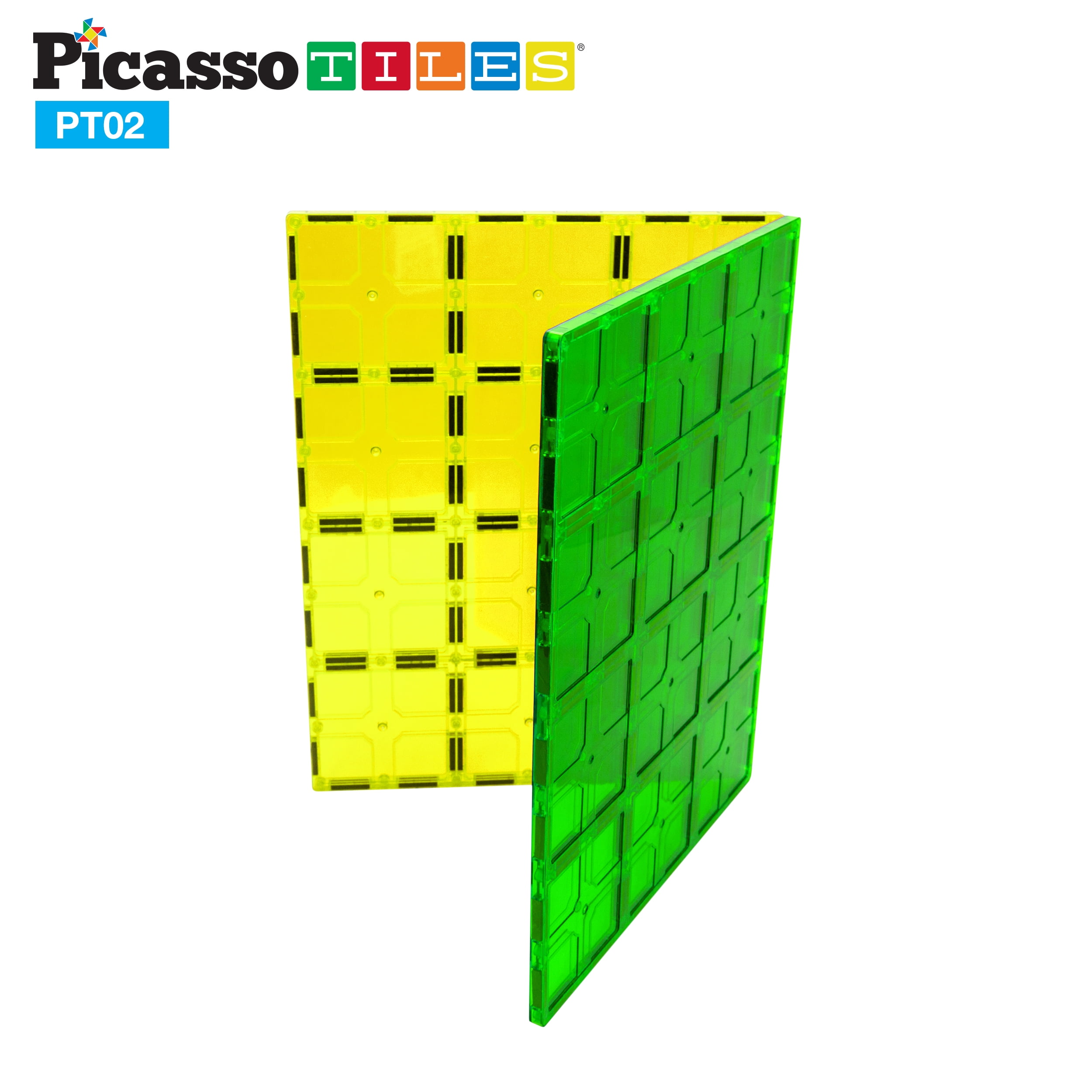 PicassoTiles Magnetic Tiles 2PCS X-Large Set, STEM Building Blocks for Kids, Educational Magnet Toys, Creative Learning Construction Playset