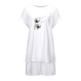thumbnail image 3 of UANWENN Ensemble de Shorts pour Femmes Tenue Décontractée pour Printemps et Été Col Rond avec Cordon de Serrage pour Usage Quotidien et Assorti de Espadrilles Bikinis Grande Taille pour Femmes Maillots de Bain Deux Pièces pour Femmes, 3 of 3