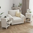 thumbnail image 2 of CozyHome Boho Rattan Wood Accent Nightstand with Drawer Set of 2, 27" Tall End Table with Storage, Grayish White Bedside Table, Chairside Couch Coffee Table Nursery Living Room Bedroom Furniture, 2 of 9