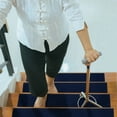 thumbnail image 5 of Sussexhome Carpet Stair Treads for Wooden Steps - Indoor Staircase Step Treads with Thick Carpet & Pattern Design - 9'' x 28'', Navy & White, Pack of 7, 5 of 7