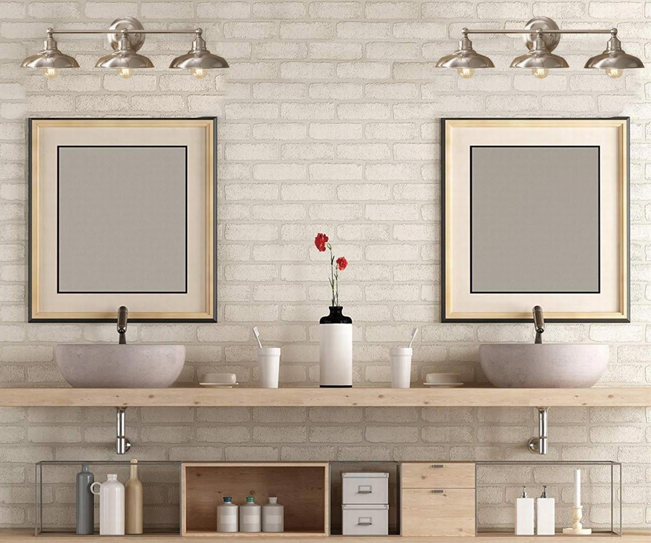 Better Homes &Gardens 28in Modern 3-Light LED Vanity Light, 60W Equiv Bulb, Hardwired Satin Nickel