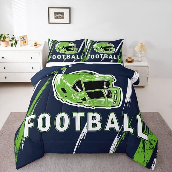 Erosebridal Rugby Bedding Twin Comforter Set for Teens, American Football City Down Comforter, Sports Player Decor, Super Cozy
