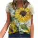 thumbnail image 1 of Blusa de camiseta informal con estampado de manga corta y cuello en V de verano para mujer a la moda Fridja  bn5860, 1 of 5