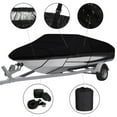 thumbnail image 3 of Waterproof Heavy Duty 210D Boat Cover Trailerable Fishing Ski Bass V-Hull Tri-Hull Runabouts Black, 3 of 6