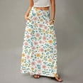 thumbnail image 4 of WTOBBY Women's Travel-Friendly Foldable Floral Print High Waist Casual Skirt with Pocket, Draped Relaxed Long Maxi Leisure Skirt for Cruise Trips and Explorations,Pink XL, 4 of 5