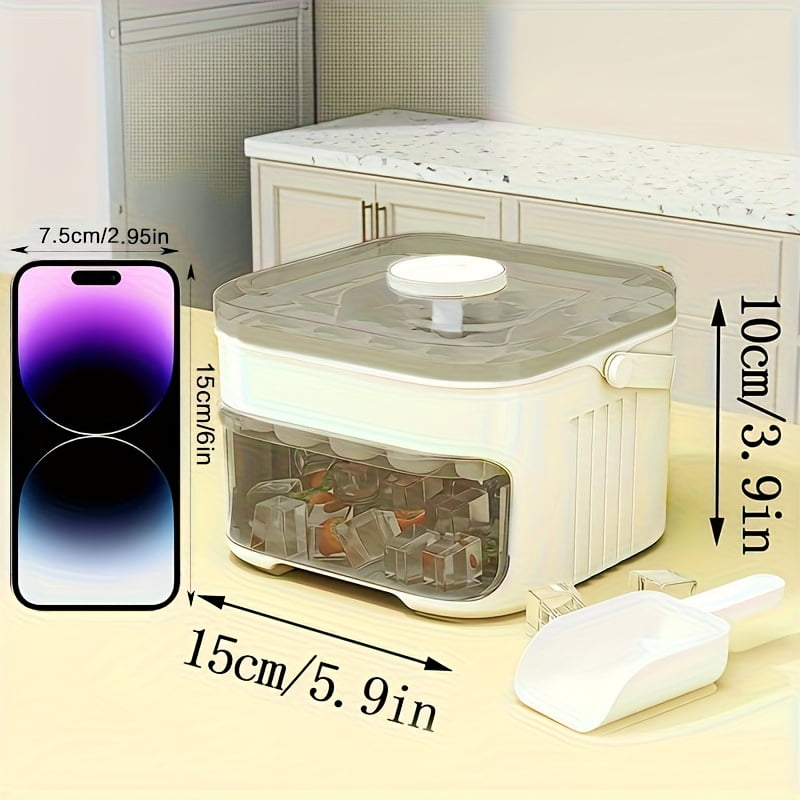 Large Heavy-Duty Plastic ice cube Tray with Double Layer, Compatible for home Fridges, Mini Freezers, Refrigerators -Large Capacity ice cube box
