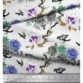 thumbnail image 3 of Soimoi Purple Polyester Crepe Fabric Bird,Leaves & Floral Decor Fabric Printed BTY 42 Inch Wide, 3 of 3