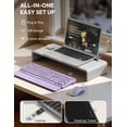thumbnail image 5 of Wireless Keyboard and Mouse Combo, Backlit Typewriter Keyboard with Round Keys, Magnetic Wrist Rest & Phone Holder, Rechargeable 2.4GHz Set for Mac, Windows, PC – Soft Lilac, 5 of 9