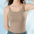 thumbnail image 6 of Built-in Bra Camisole - Seamless Shelf Bra Tank Top, Breathable Sports Vest with Removable Pads (1PC) | Hontri | Women with Chest Pads Five Fingers Without Ring Bra Cups One Sports (Khaki | M), 6 of 9