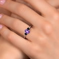 thumbnail image 4 of Gem Stone King 925 Sterling Silver Purple Amethyst and Black Onyx Engagement Ring for Women | 1.01 Cttw | Oval Checkerboard 7X5MM | Gemstone February Birthstone | Size 8, 4 of 6