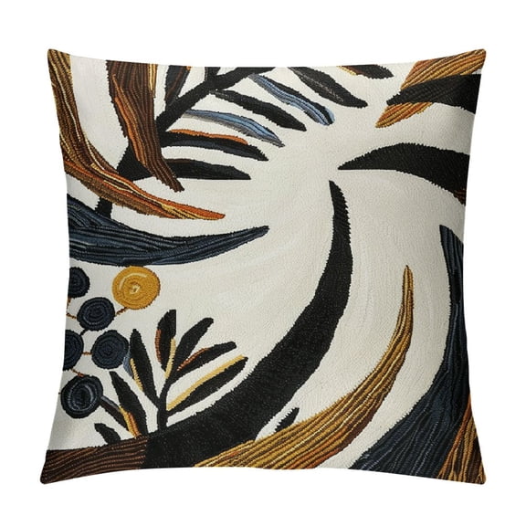 Creowell Boho Abstract Throw Pillow Covers Soft Mid Century Geometric Leaves Accent Pillows Modern Aesthetic Textured Decorative Throw Pillows for Couch Bed Sofa Bedroom