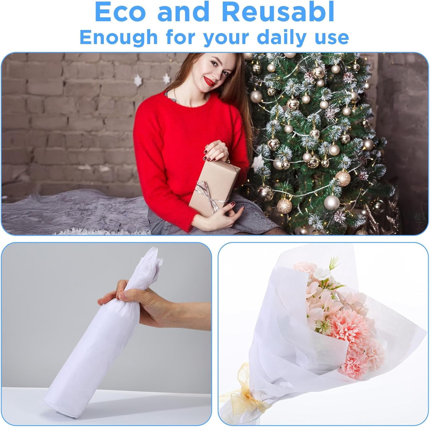 152 Sheets White Tissue Paper for Gift Bags, 27" x 19" Wrapping Tissue Paper Bulk for Wedding, Birthday, Christmas Gifts Packaging, DIY Crafts, Storage, Moving Packing, Party Decor