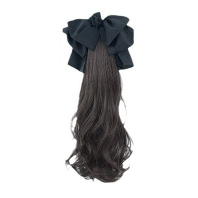 Extension de Cheveux Queue de Cheval Ondulée et Bouclée à Joli Nœud, Pince à Griffes en Fibre Synthétique Résistante à la Chaleur de 22 Pouces pour Femmes, Style Réaliste à Mi-Hauteur