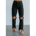 thumbnail image 4 of Rudy High Rise Straight Crop Jeans for Women – Distressed Stretch Denim with Raw Hem, 4 of 5