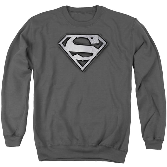 Superman Duct Tape Shield Adult Crewneck Sweatshirt Charcoal
