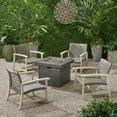 thumbnail image 3 of Eleanor Outdoor 5 Piece Wood and Wicker Club Chairs and Fire Pit Set, Mixed Black, 3 of 11