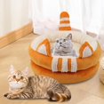 thumbnail image 3 of Cama para mascotas, ventilación cómoda, nido de estera para dormir con parte inferior antideslizante, desmontable Naranja Grande Yuyangstore Cama para gatos, 3 of 8