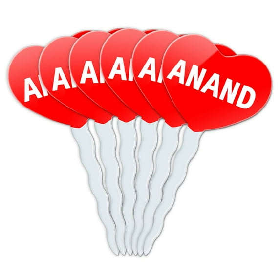 Anand Heart Love Cupcake Picks Toppers - Set of 6