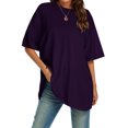 thumbnail image 2 of Womens T Shirts Crew Neck Loose Fit Basic Tops Short Sleeves Summer Classic Shirt Purple Gym Clothing L, 2 of 4