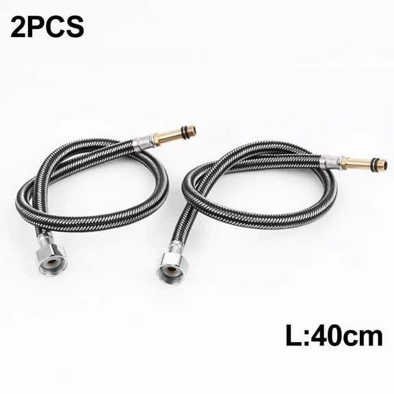 BLUESON 2Pcs Braided Tube Pipe G1/2'' Flexible Cold/Hot Mixer Faucet Water Supply Pipe 40cm
