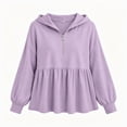 thumbnail image 7 of Jinhomg Womens Half Zip Hoodie Sweatshirt Casual Long Sleeve Ruffle Hem Peplum Pullover Tops XXL, 7 of 7