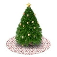 thumbnail image 3 of Christmas Tree Skirt,Red Christmas House and Tree Pattern Christmas Tree Decor with Red Ribbon Ties,Round Shape,Christmas Decorations for Home 36"x36", 3 of 7