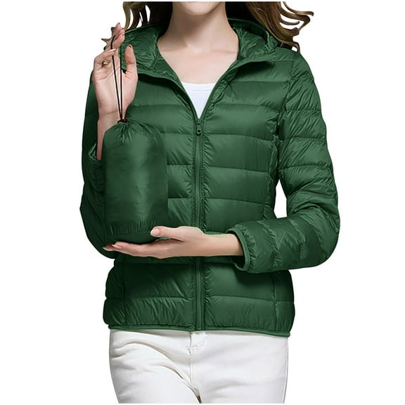 ALLLIST with Zipper Women's Jackets Long Sleeve Winter Puffers Green Plain Pockets Quilted Ladie's Jackets