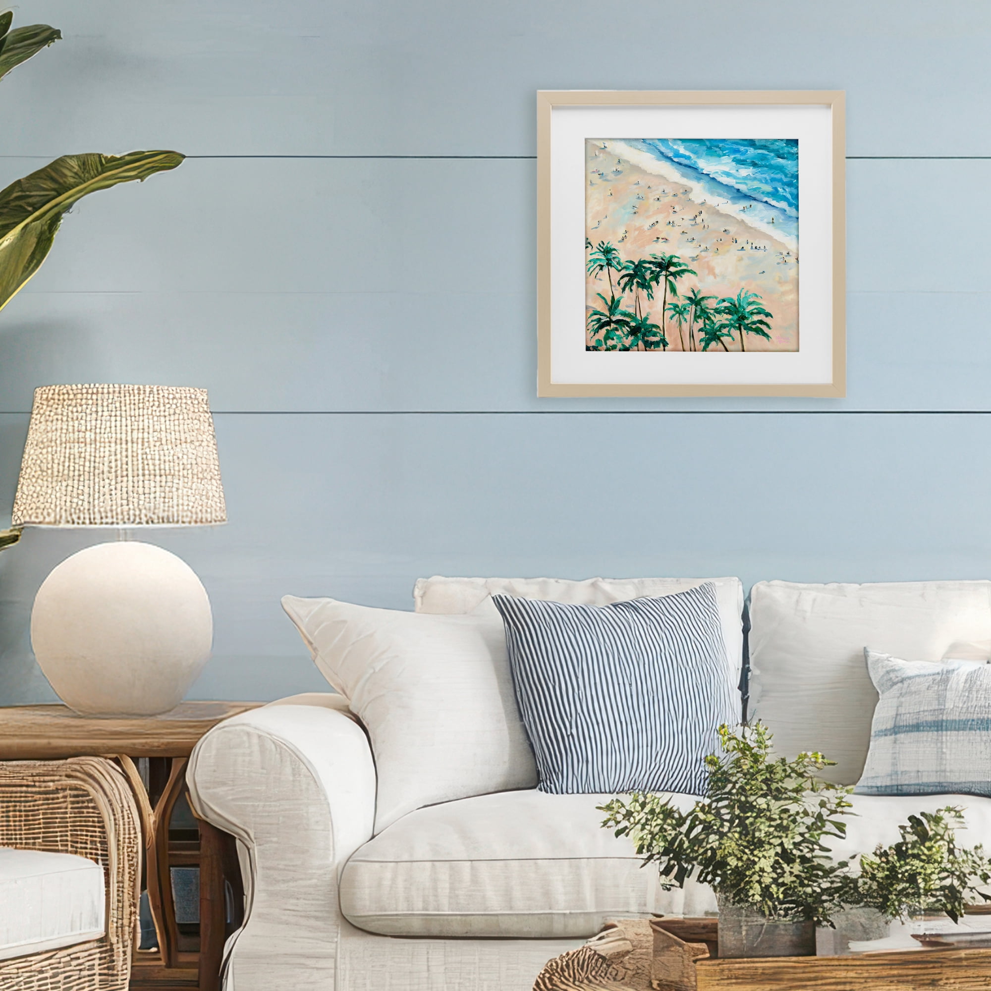 Stupell Industries Waikiki Beach Overview Birch Framed Print Under Glass, design by Meredith Howse