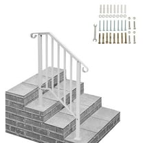 Wrought Iron Stair Handrail Stair Rail Railing Fit 2-3 Steps Handrail for Stairs