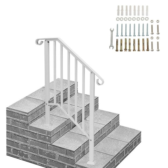 Wrought Iron Stair Handrail Stair Rail Railing Fit 2-3 Steps Handrail for Stairs
